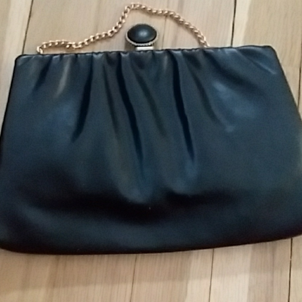 EUC Vtg 50s 60s Black Clutch Purse Handbag - Picture 6 of 6